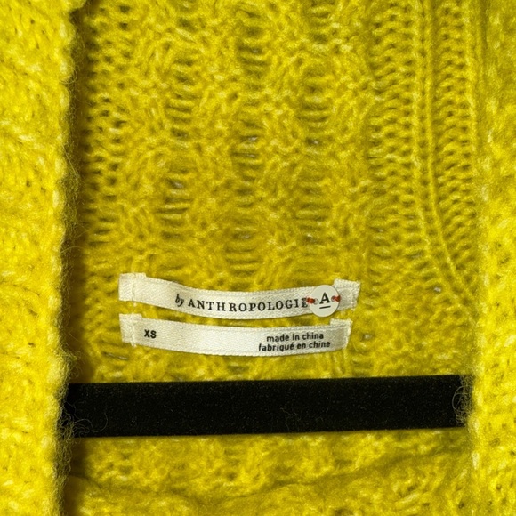 Anthropologie Bia Sweater Women's Medium Yellow Alpaca Wool Blend Cable Knit XS - Picture 9 of 12